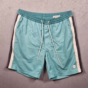 Outerknown Board Shorts Mens Large Teal Blue Side Stripe Drawstring Surf Beach